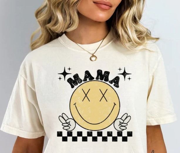 Mama checker smiley face shirt